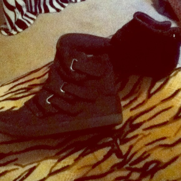 fashion boots, zipper on inside/ Velcro on outside