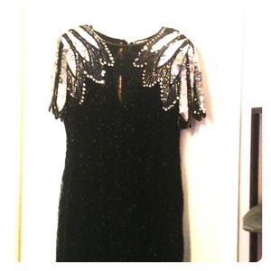 Detailed black and sliver beaded dress