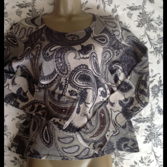 Sparkly Silk Paisley Lightweight Sweater - Picture 2 of 3