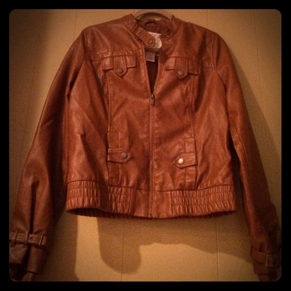 🚫SOLD! NWOT Cognac Faux Leather Jacket!