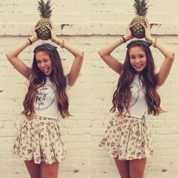 Brandy Melville Floral Heather Skirt