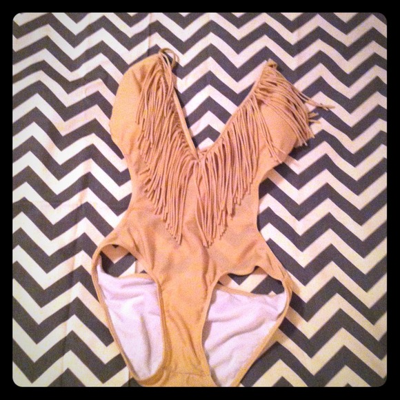 One piece fringe swim monokini