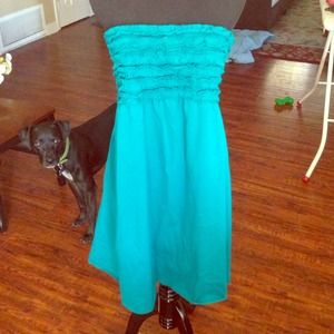 Nwt teal ruffled strapless dress!