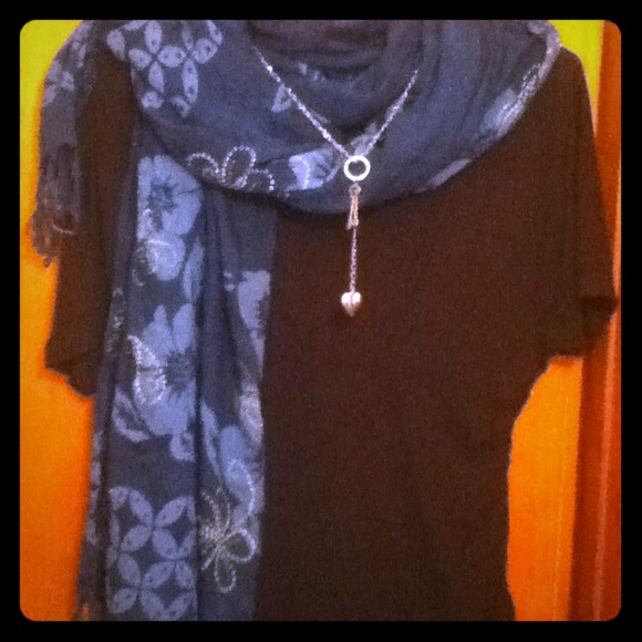 Turquoise scarf/shawl flower pattern all sizes