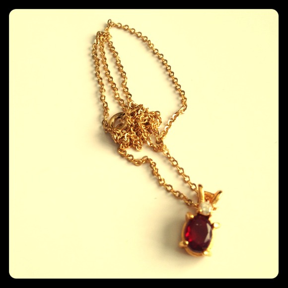 Simple Vintage Ruby Necklace