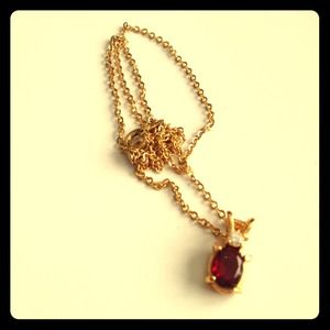 Simple Vintage Ruby Necklace