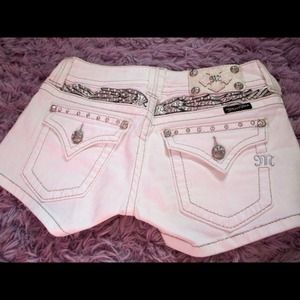 White Miss Me shorts with bling wings!!