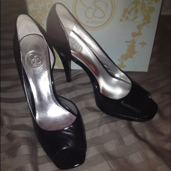 Black Peep Toe Heels By Jessica Simpson