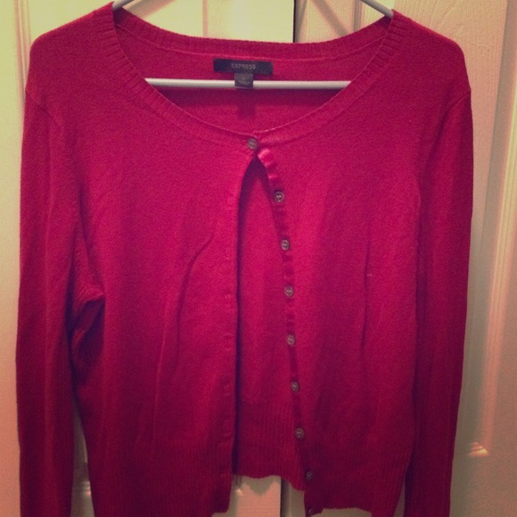 Express red cardigan