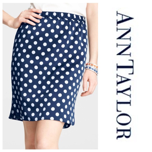 Ann Taylor Petite Dot Shirttail Hem Skirt