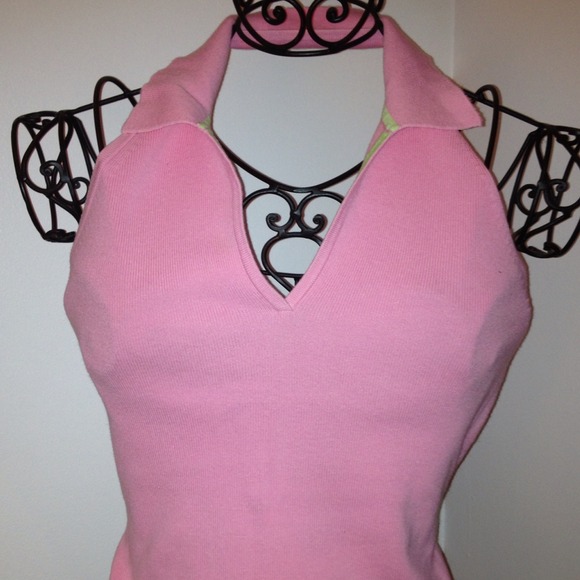 Open back pink shirt