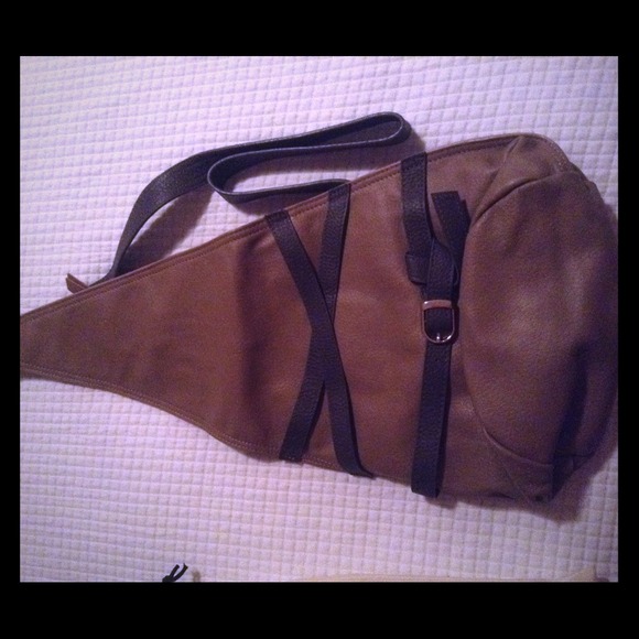 Leather cross body sling backpack purse