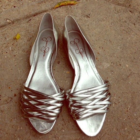 Jessica Simpson Silver Wedge Sandals