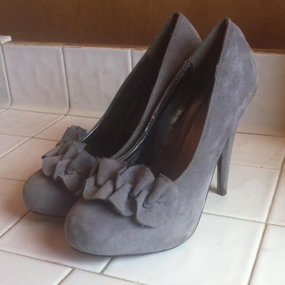 Grey suede heels