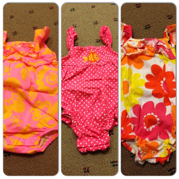 3 summer cute rompers for baby girl.