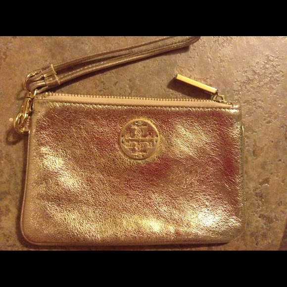 Gold Tory Burch wristlet