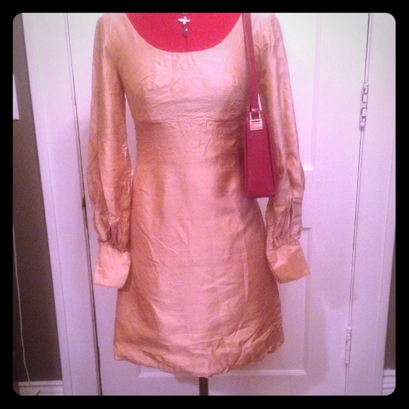👣Gone!👣Handmade vintage golden silk dress