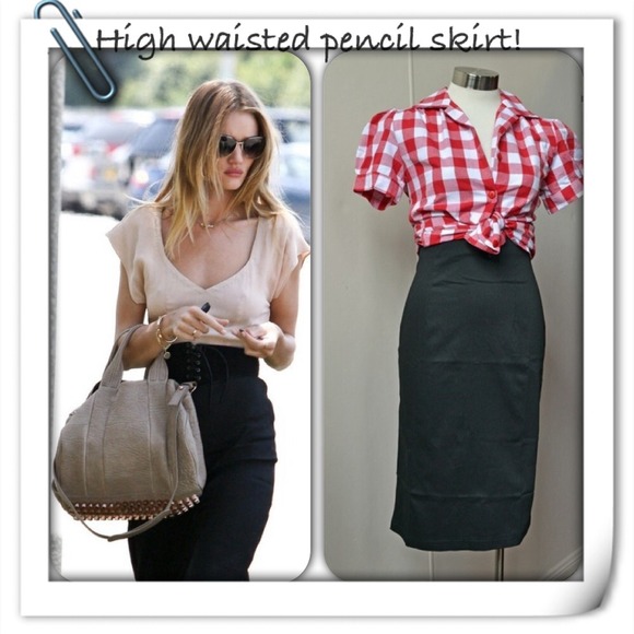 ⛔️SOLD⛔️🎀Black high-waisted pencil skirt👗
