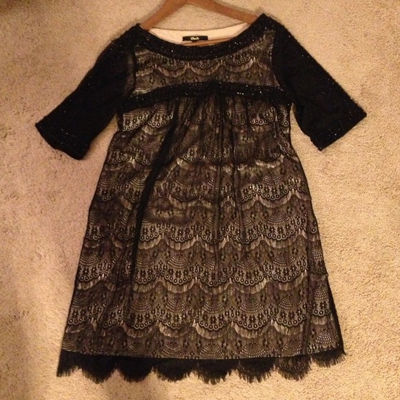 NWOT Black lace dress with sequins - Picture 2 of 2