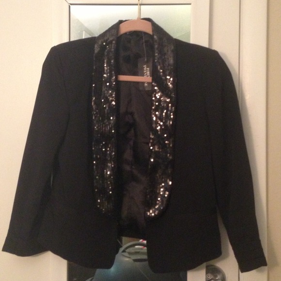 Sequined fitted black blazer - 3/4 sleeves BNWT - Picture 1 of 3