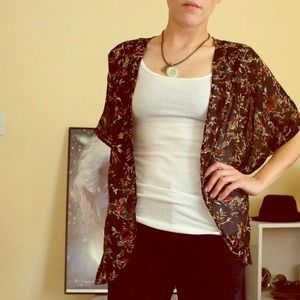 Floral Open Front Top