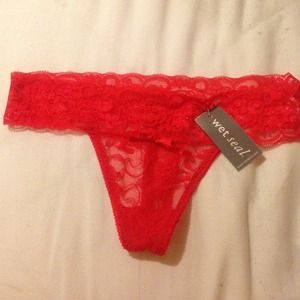 Brand New Red Lace Underwear Thong Wet Seal