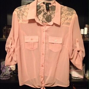🚫Sold🚫Love Culture Peach sheer top Size Lg