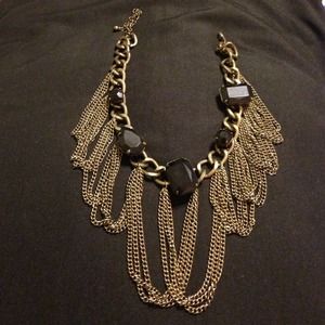Black Stone and Gold Chain Choker