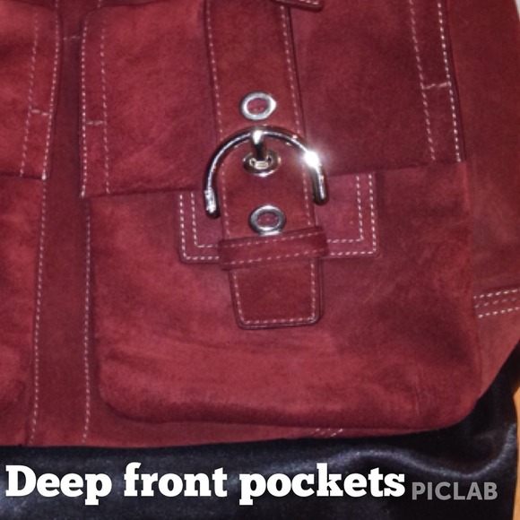 👜👜price red👜👜Coach burgundy suede leather tote - Picture 2 of 4