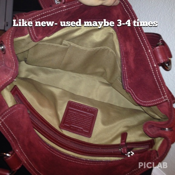 👜👜price red👜👜Coach burgundy suede leather tote - Picture 4 of 4