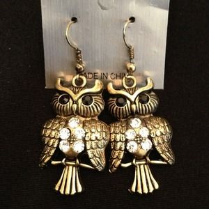 Gold color Owl earrings