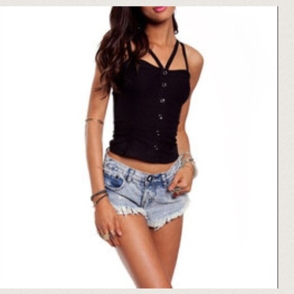 Black criss cross strap top& cheetah top