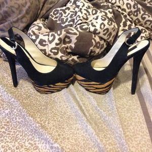 Black Suede Zebra print Heels