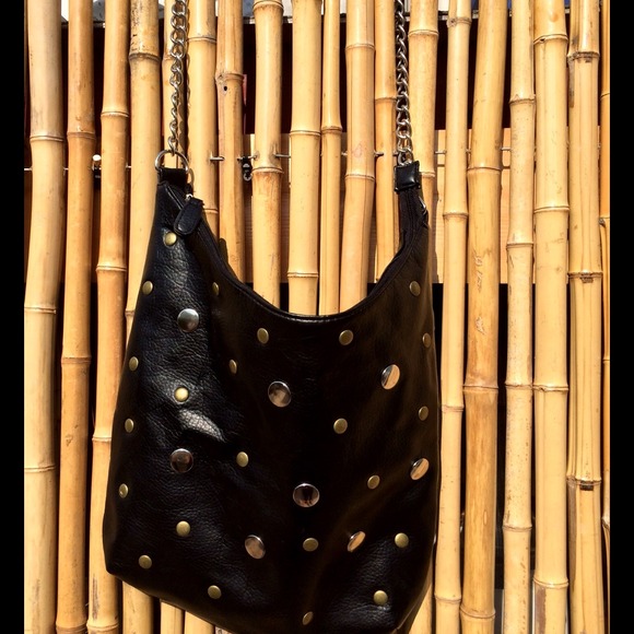 Faux leather silver and bronze embellished purse