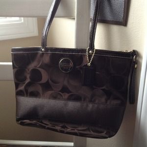 Brown Fabric Coach Handbag
