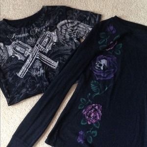 BUNDLE. Two Sinful shirts (Small) and Jacket