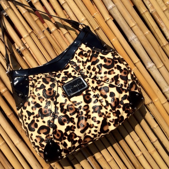 NWT leopard and faux leather handbag