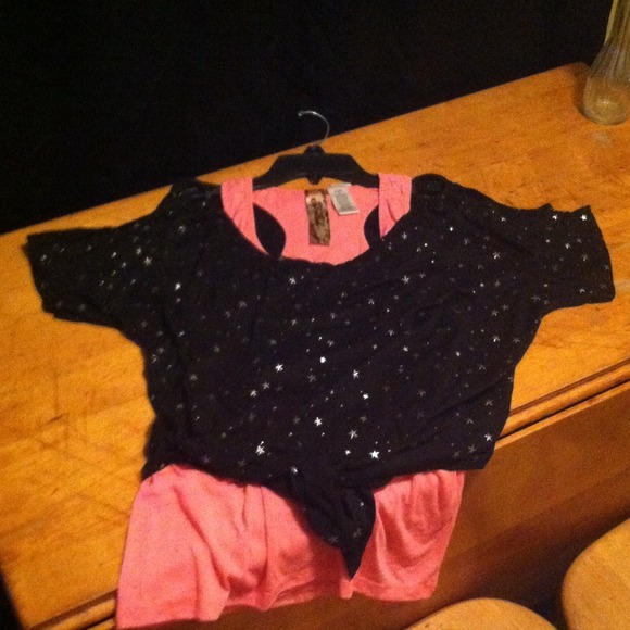 black w silver stars and pink tank underneath
