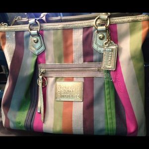 Coach Poppy Legacy Stripe Glam Tote - Multicolor
