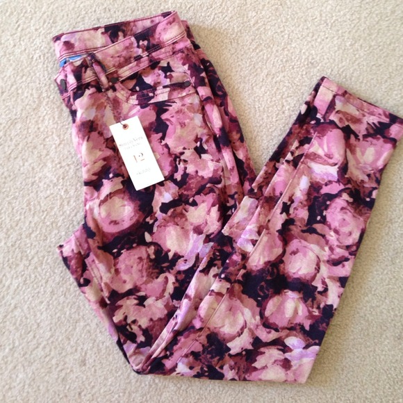 Rose Print Skinny Jeans