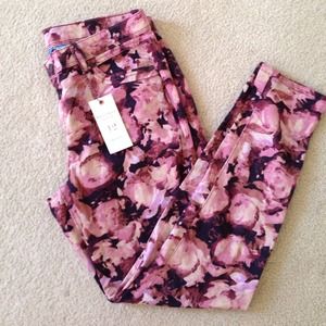 Rose Print Skinny Jeans