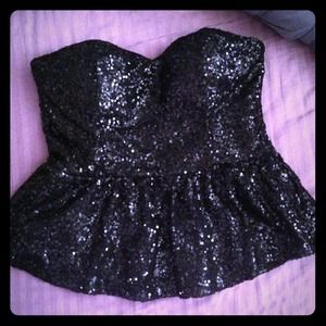 Bustier sequin peplum shirt