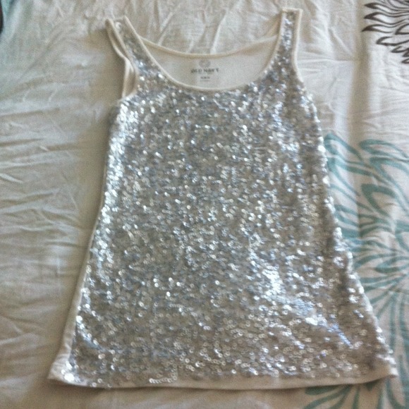 White and silver sequin tank