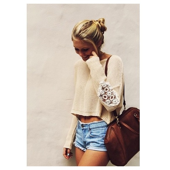 SOLD Crochet Elbow Sweater