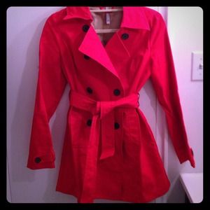 Fire engine red double breasted fall jacket