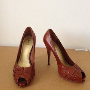 Cognac leather peep toe plus orange peep toe bundl