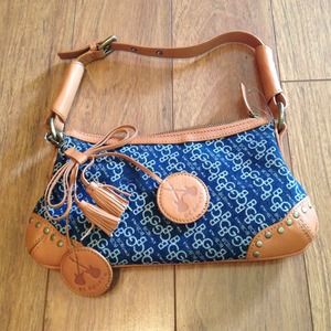 BCBG denim/leather purse