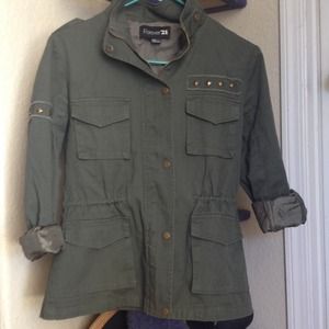 Army style jacket; gold studs