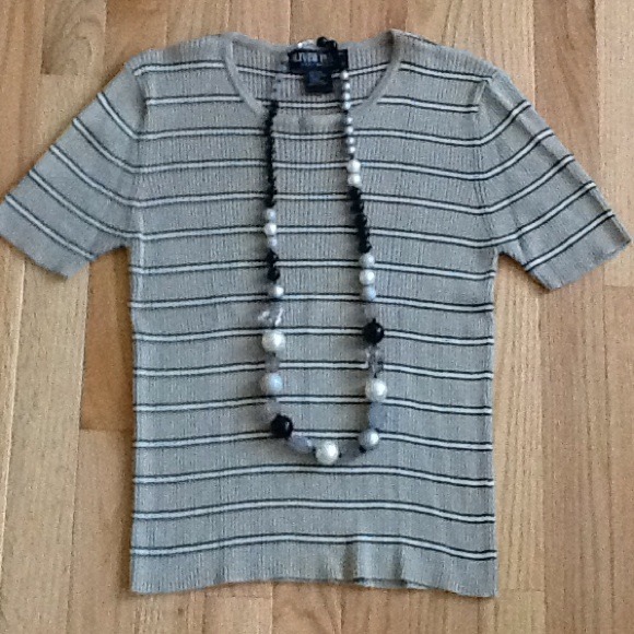 Oliver Perry Silk Ribbed Short Sleeve Sweater/Top - Picture 1 of 1