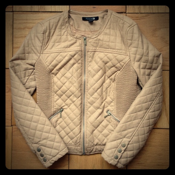 Tan Forever 21 Moto Jacket SZ M
